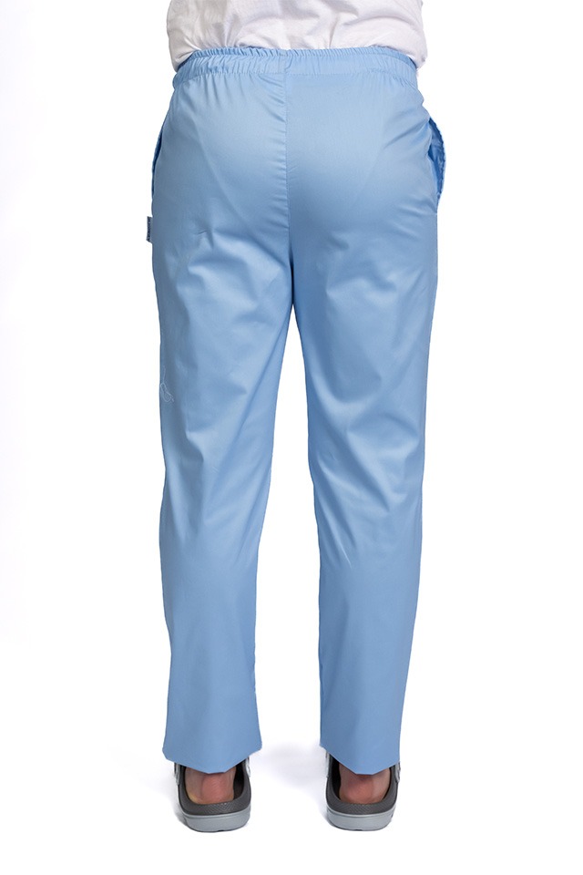 Pantaloni medicali bleu cu elastan,barbati, cu snur in talie si doua buzunare laterale 2